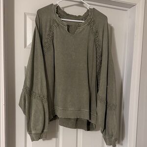 American Eagle Outfitters Sage Lace Sweatshirt